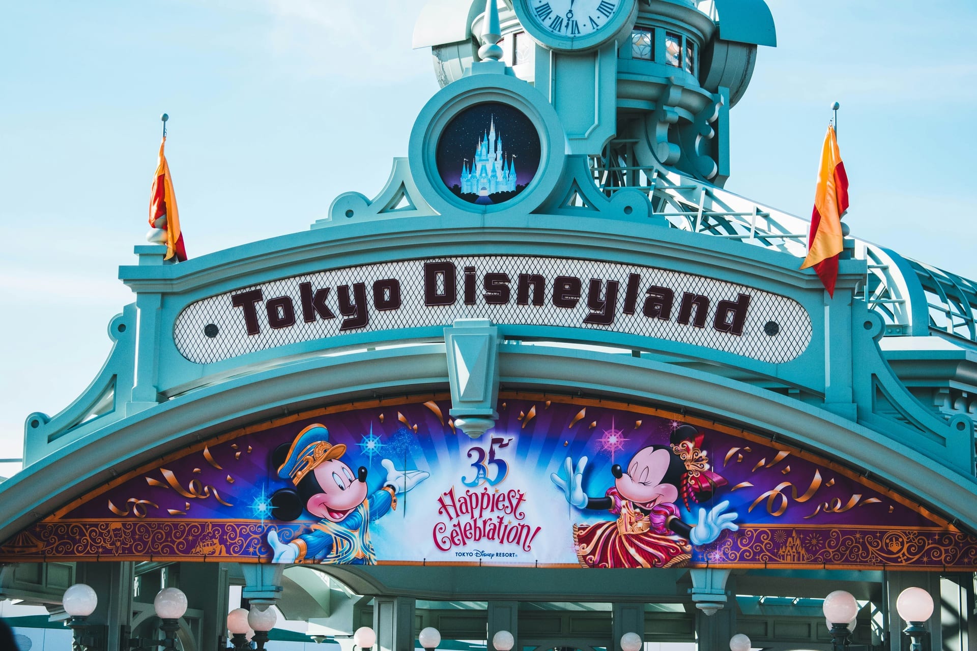 Cinderella Castle illuminated at Tokyo Disneyland, Urayasu, Japan